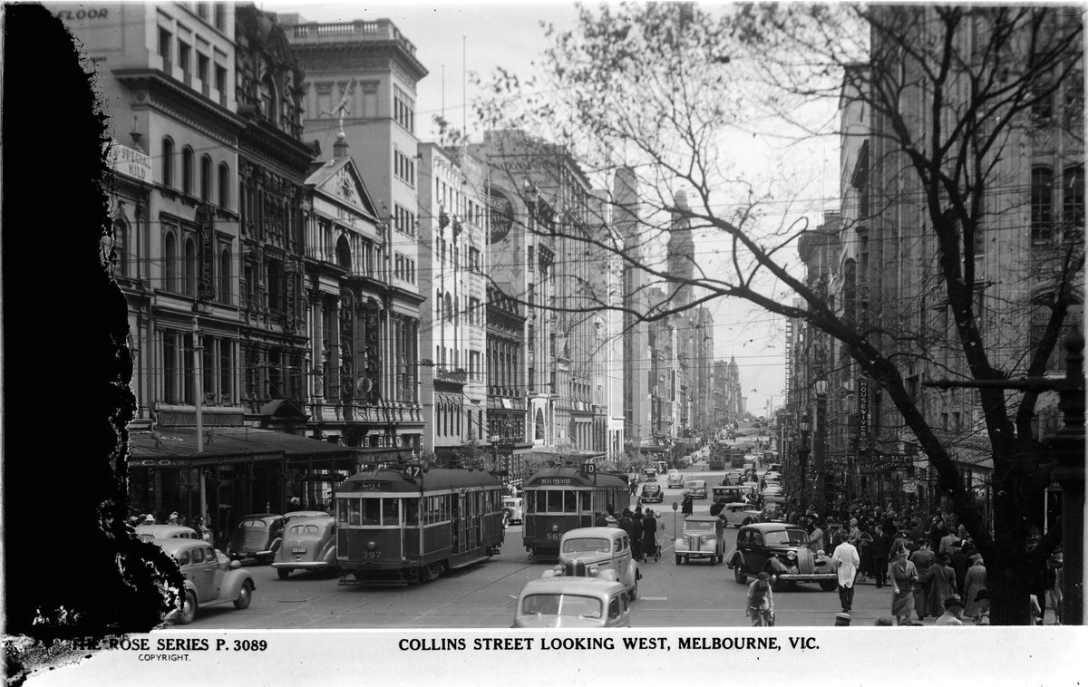 Collins Street Looking West, Melbourne, Vic, Melbourne City (1920–54)
