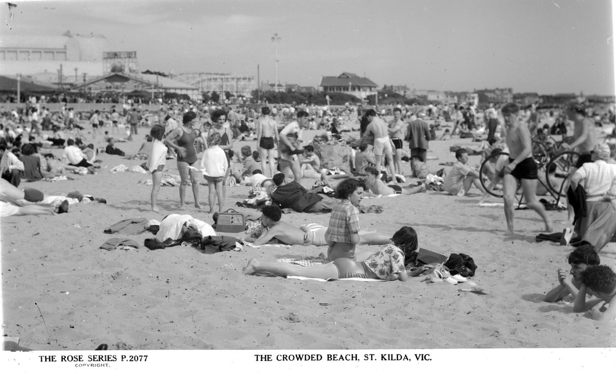 The Crowded Beach, St. Kilda. Vic, St Kilda (1920–54)