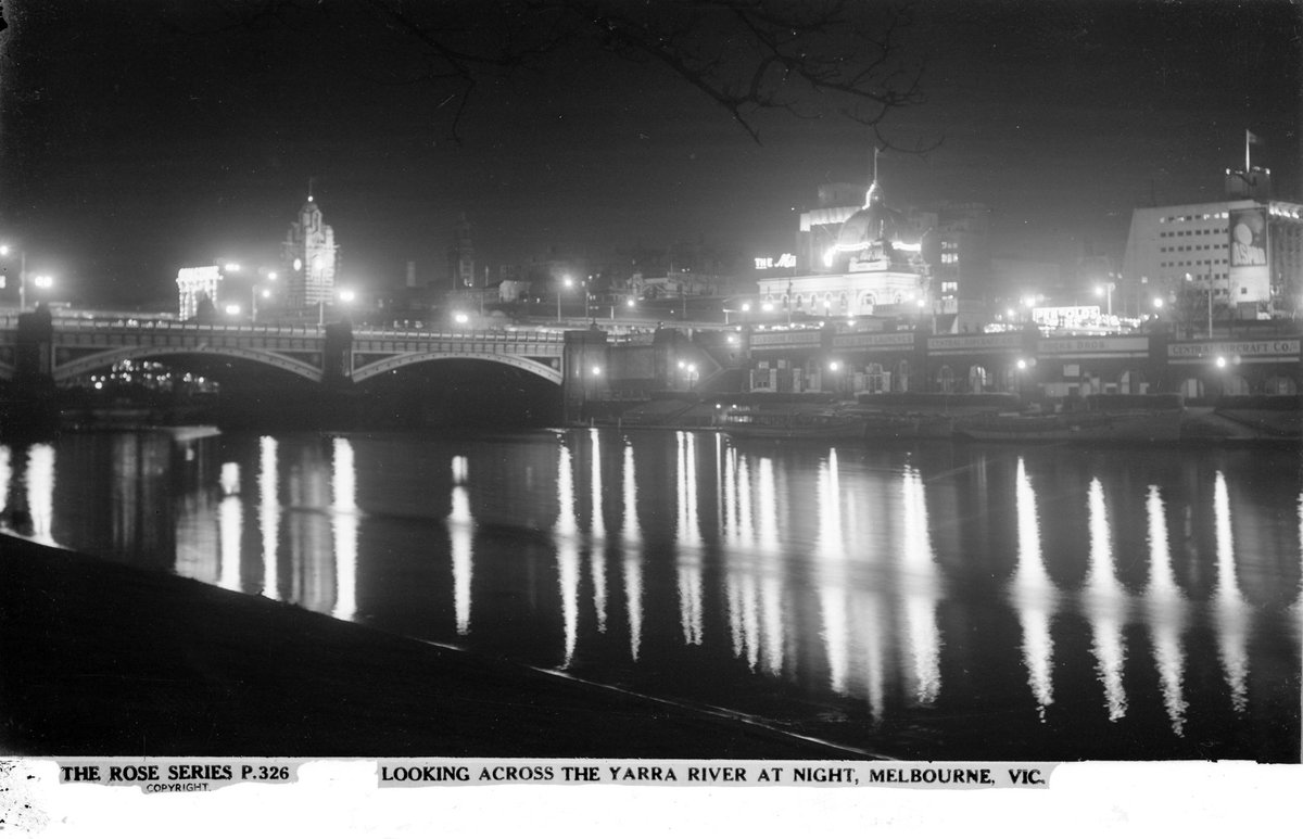 Looking Across The Yarra River At Night, Melbourne, Vic (1920–54)