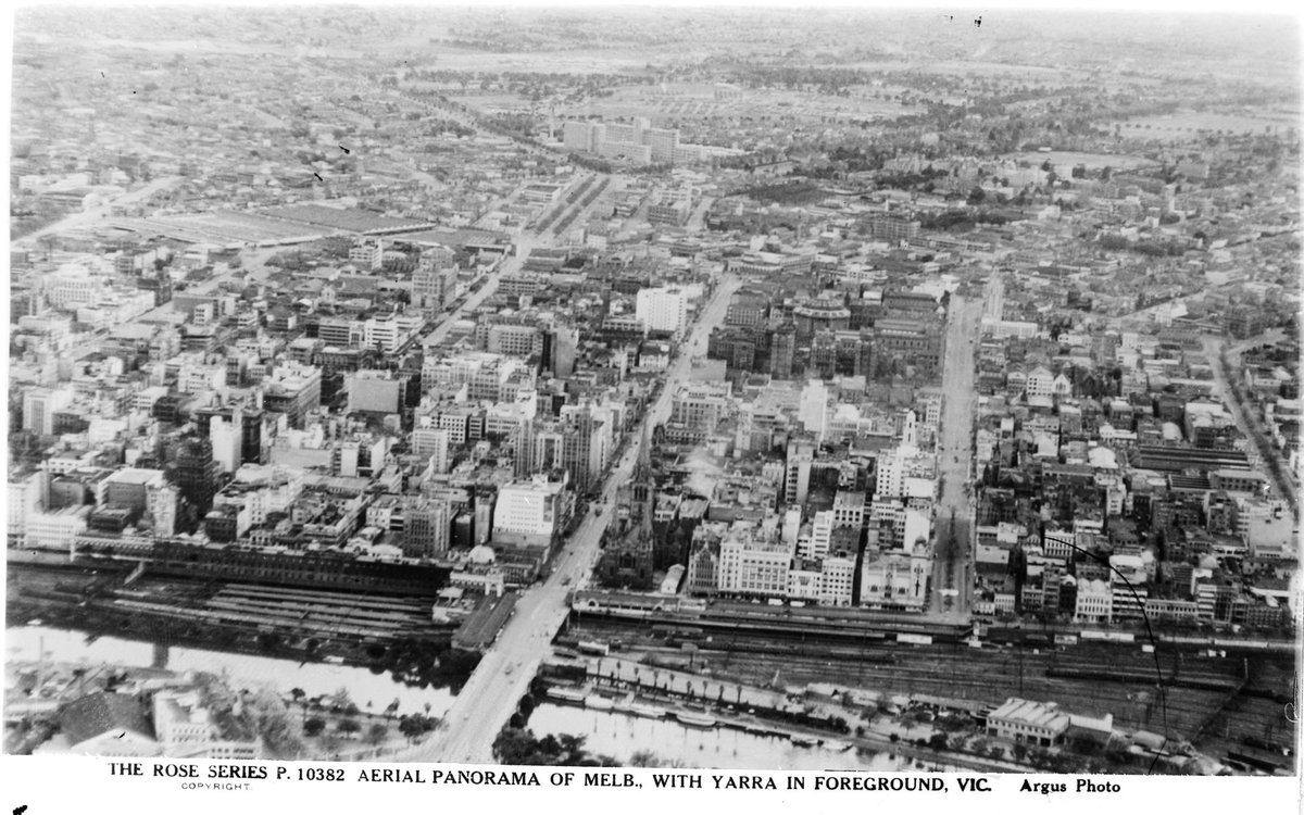 AERIAL PANORAMA OF MELB. [i.e. Melbourne] WITH YARRA IN FOREGROUND, VIC, Yarra River (1920–54)