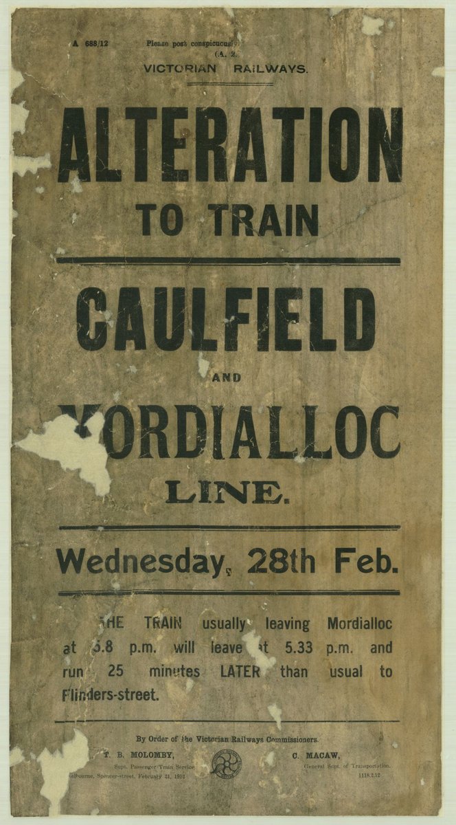 Alteration to train - Caulfield and Mordialloc line - Wednesday 28th Feb (1935–42)