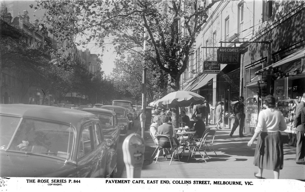 Pavement Cafe, East End, Collins Street, Melbourne, Vic, Melbourne City (1920–54)