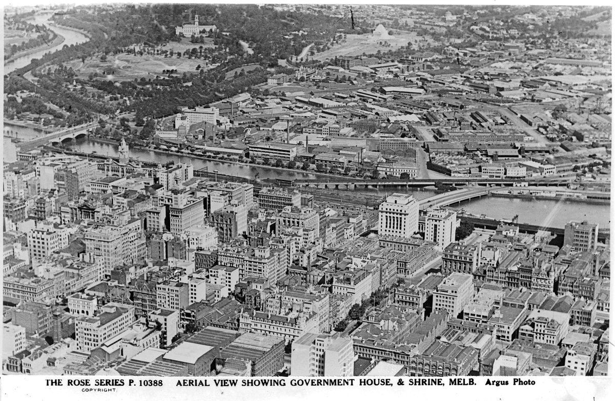 AERIAL VIEW SHOWING GOVERNMENT HOUSE, & SHRINE, MELB. [i.e. Melbourne], Melbourne City (1920–54)
