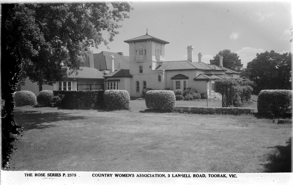 "COUNTRY WOMEN'S ASSOCIATION, 3 LANSELL ROAD, TOORAK, VIC." (1920–54)
