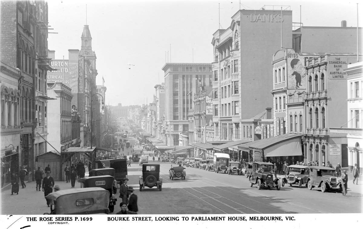 Bourke Street, Looking To Parliament House, Melbourne, Vic, East Melbourne (1920–54)