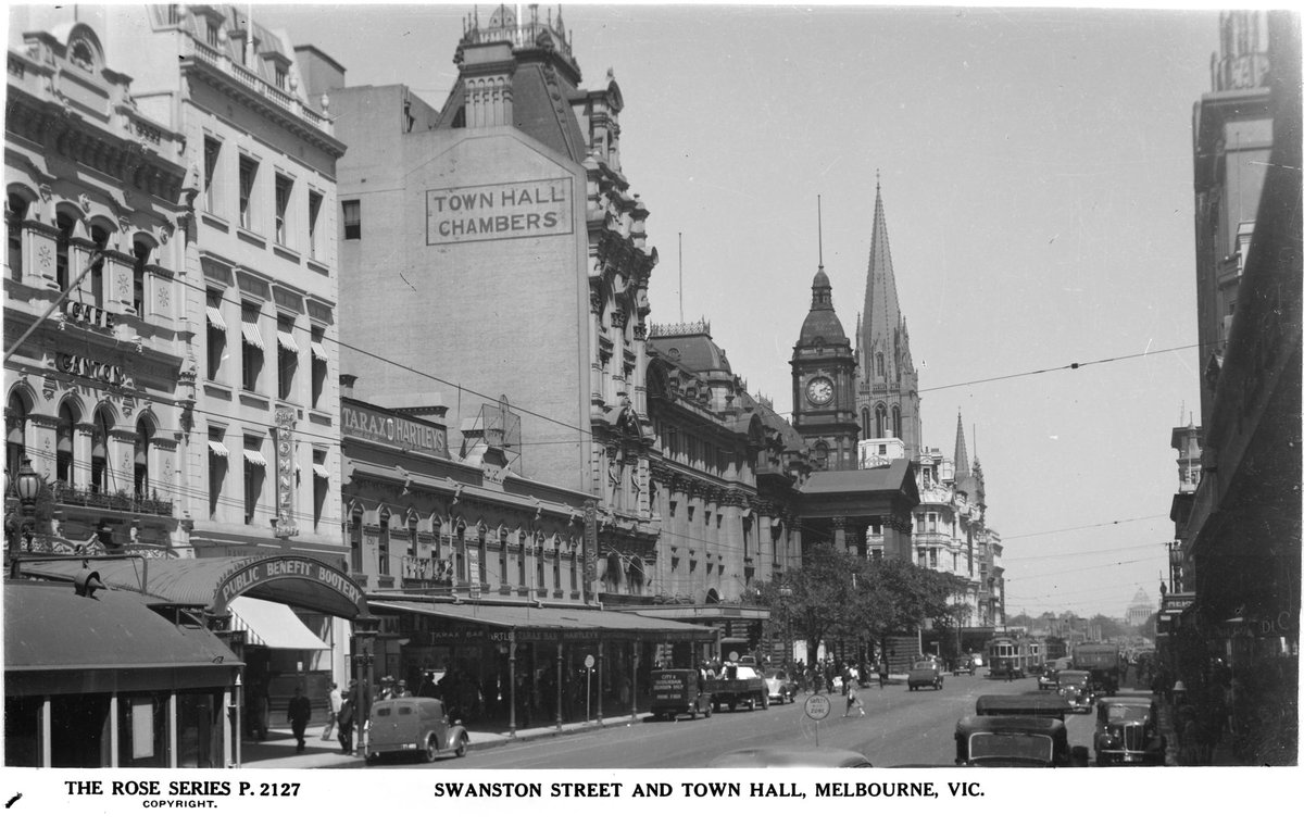 Swanston Street And Town Hall, Melbourne, Vic, Melbourne City (1920–54)