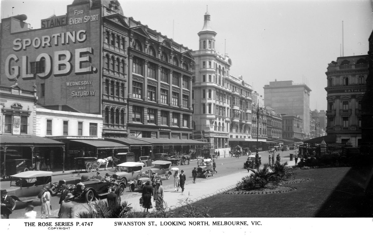 SWANSTON ST., LOOKING NORTH, MELBOURNE, VIC, Melbourne City (1920–54)