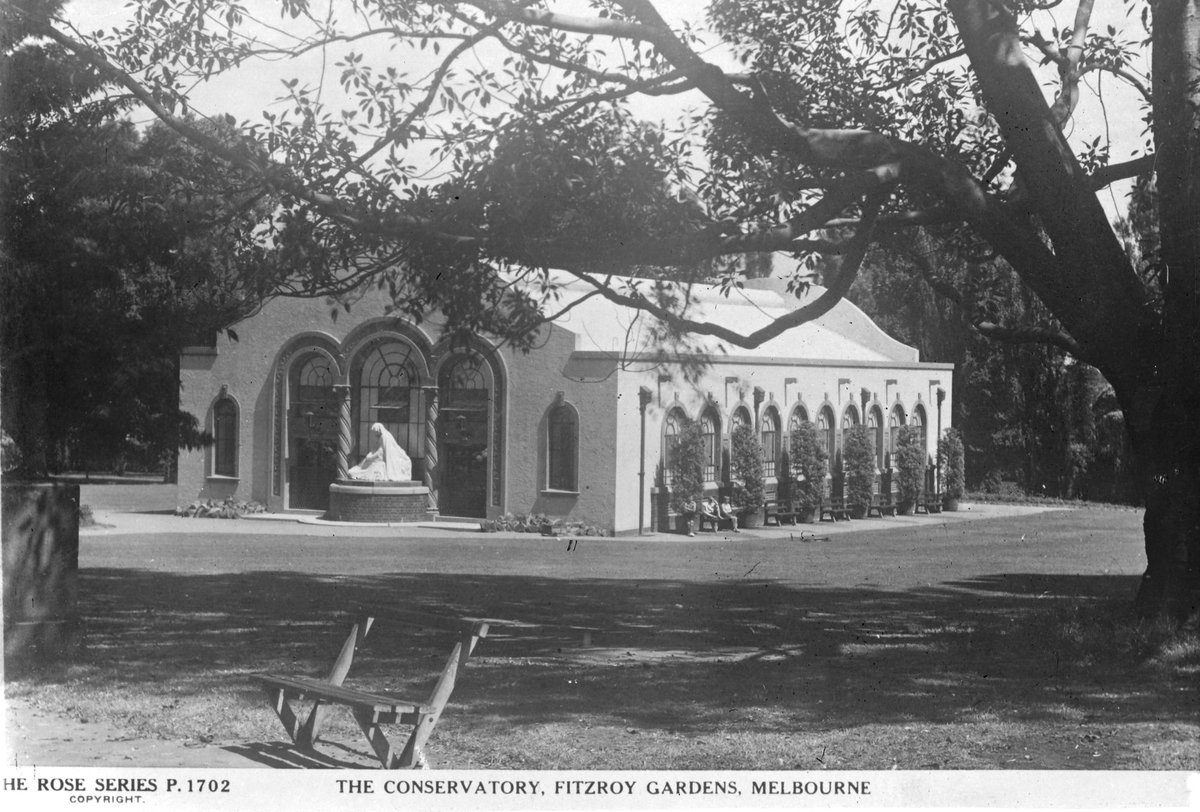 "THE CONSERVATORY, FITZROY GARDENS, MELBOURNE/COLLINS STREET SHOWING A.P.A. BUILDING.", East Melbourne (1920–54)