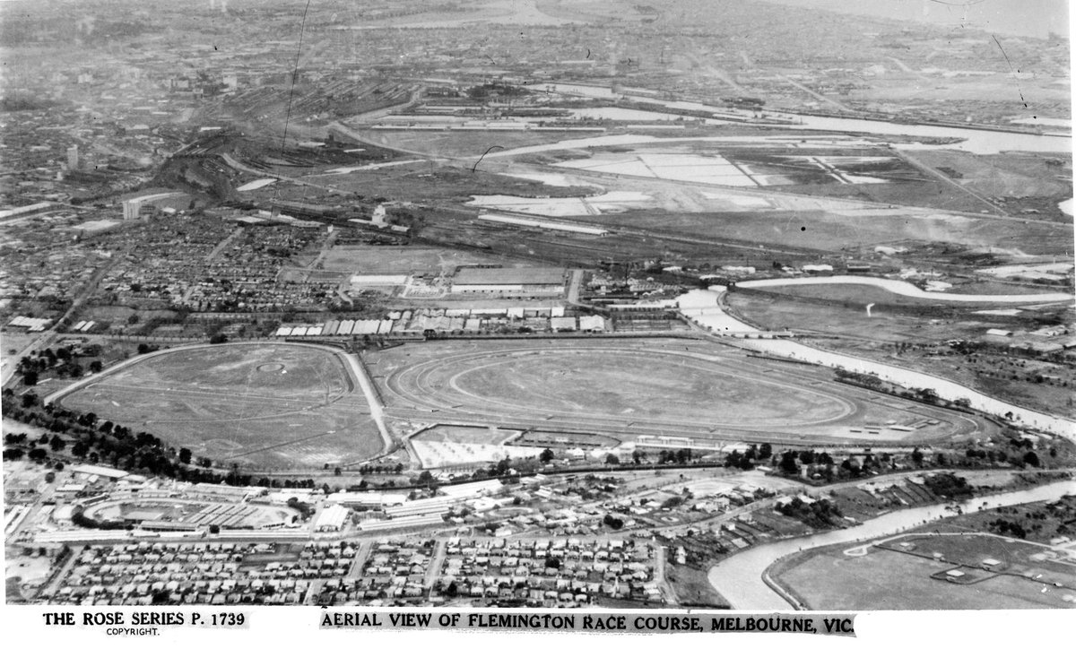AERIAL VIEW OF FLEMINGTON RACECOURSE, MELBOURNE, VIC (1920–54)