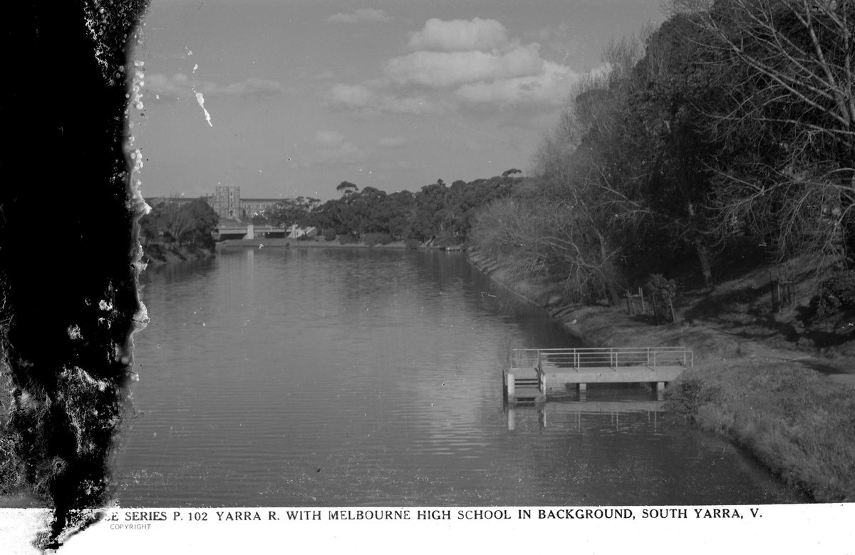 Yarra R. I.E., River With Melbourne High School In Background, South Yarra, Vic (1920–54)