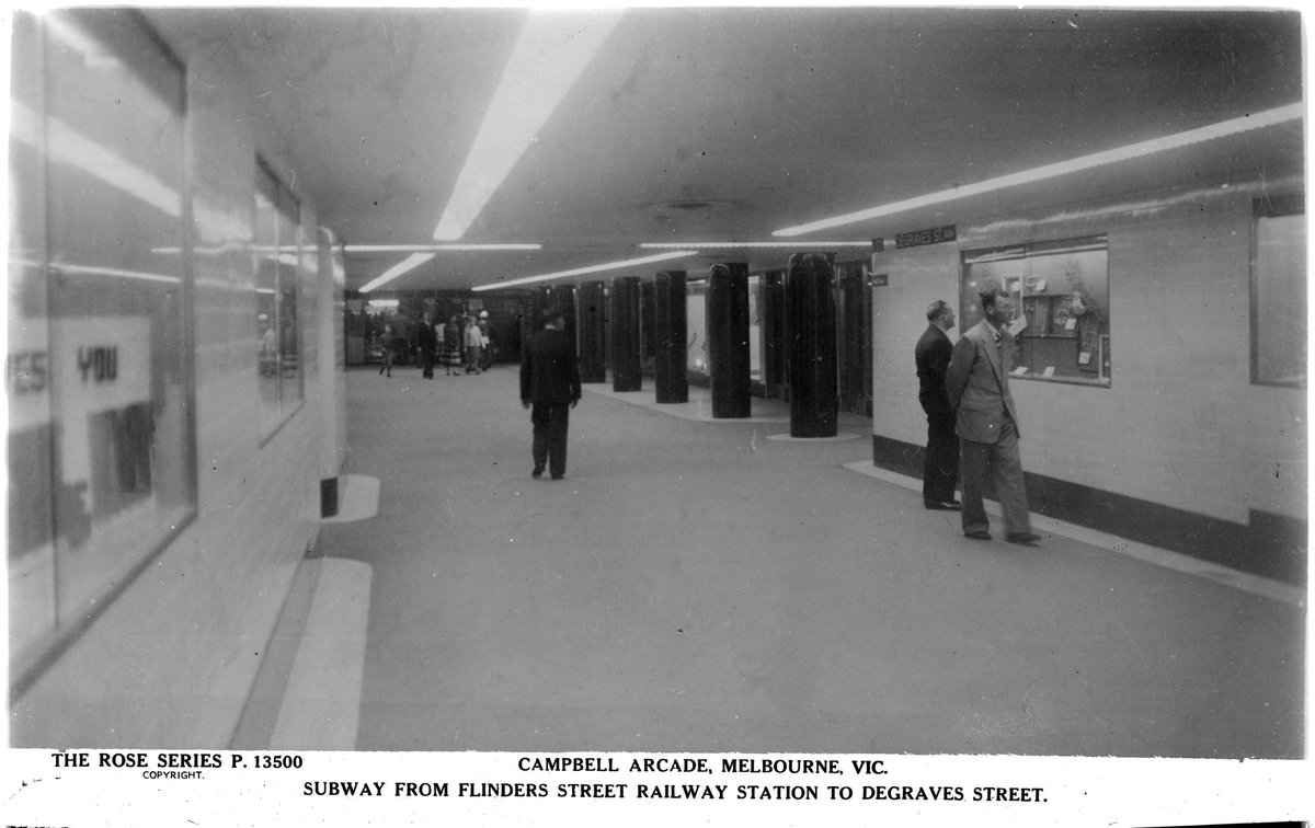 Campbell Arcade, Melbourne Vic., subway from Flinders Street Railway Station to Degrave Street, Melbourne City (1920–54)