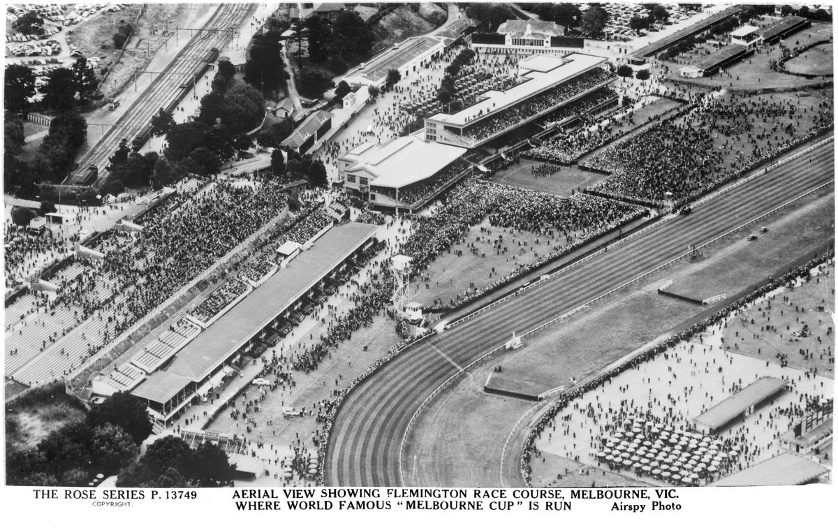 AERIAL VIEW SHOWING FLEMINGTON RACE COURSE, MELBOURNE, VIC (1920–54)