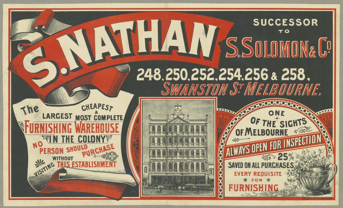 S. Nathan Furniture Warehouse, 248-258 Swanston Street, Melbourne City (1880–90)