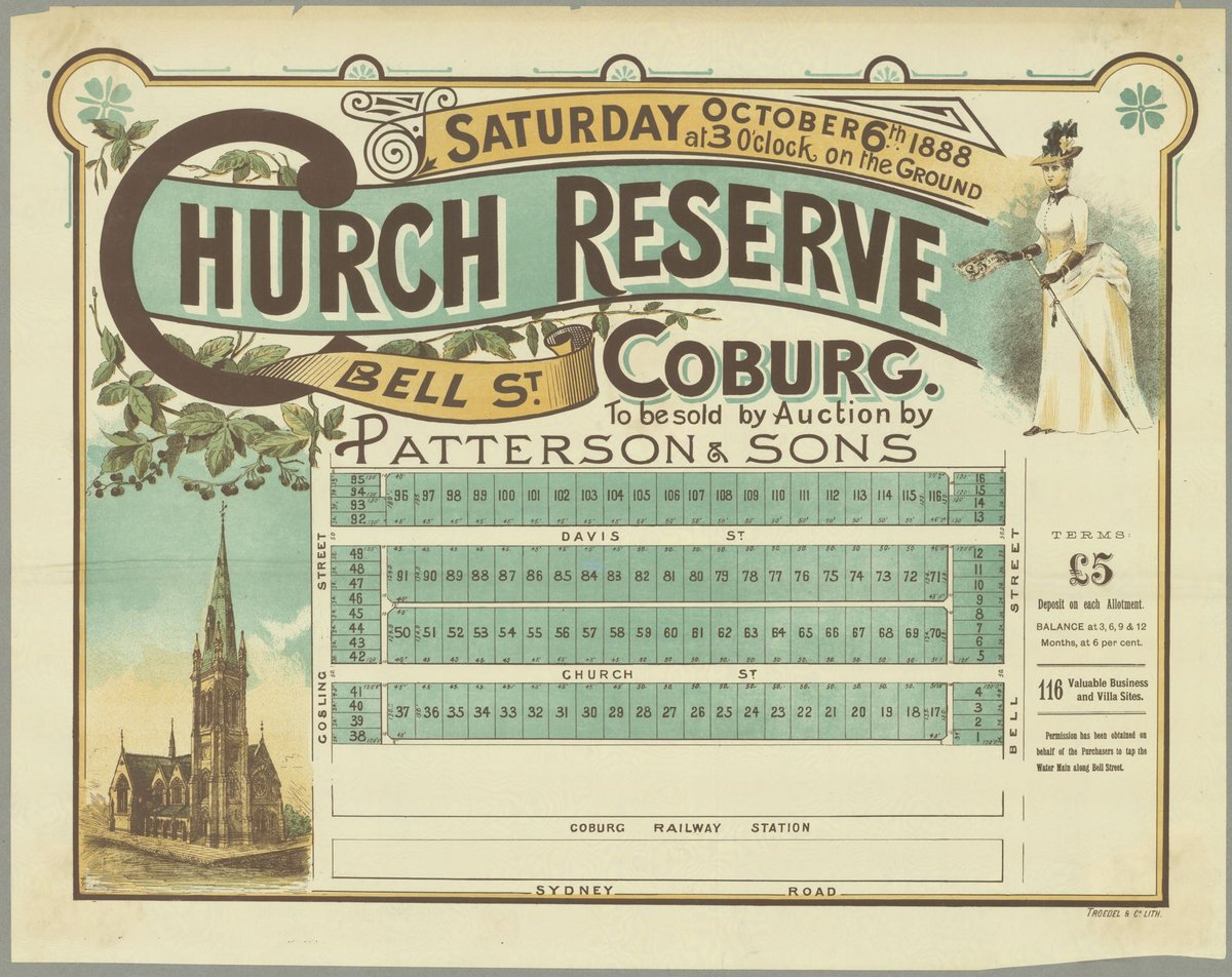 Church Reserve Bell St. Coburg. [Auction notice] (1888)