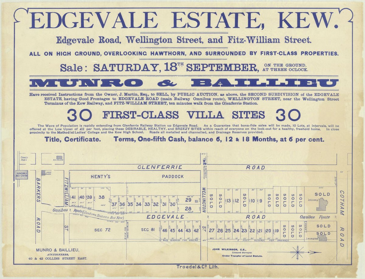 Edgevale Estate, Kew. [Auction notice] (1880–90)