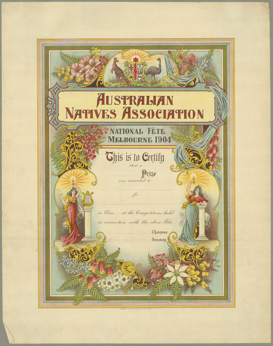 [Printed certificate for the] Australian Natives Association National Fete Melbourne 1904