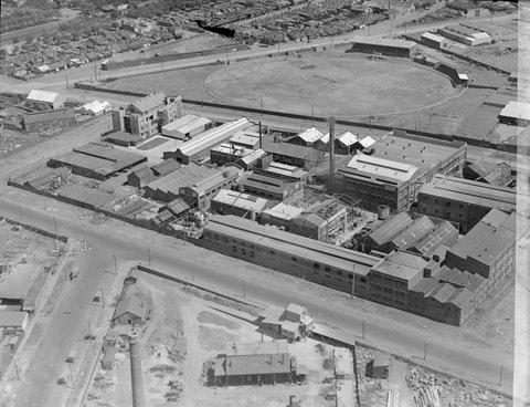 Factories of J. Kitchen & Sons, manufacturers, in area bounded by Ingles, Munro and Boundary Streets, Port Melbourne, 1939