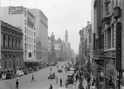 Collins Street looking west, 1945–54