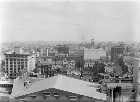 View looking south west down Collins Street, Melbourne, 1945–54