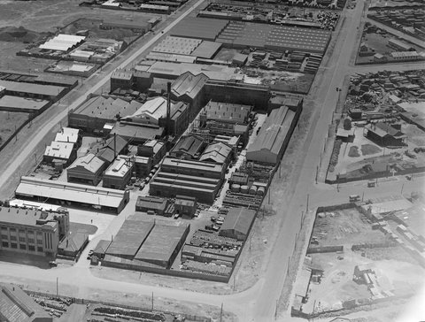 Factories of J. Kitchen & Sons, manufacturers, in area bounded by Ingles, Munro and Boundary Streets, Port Melbourne, 1939