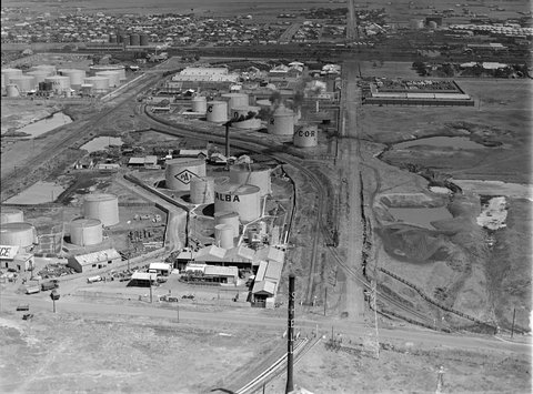 Petroleum companies at Spotswood including Alba, Golden Fleece, Commonwealth Oil Refineries and Shell, 1939