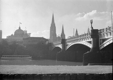 St. Paul's Spires, City Skyline and Princes Bridge, Melbourne, 1947