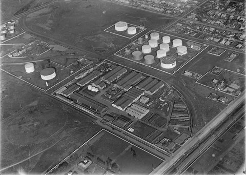 Overlooking Shell petroleum tanks, Spotswood area, 1933