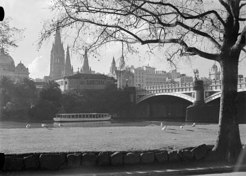 St. Paul's Spires, City Skyline and Princes Bridge, Melbourne, 1947