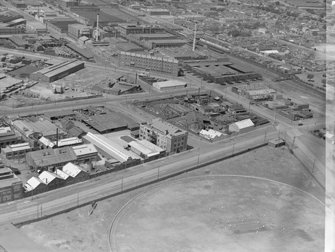 Factories of J. Kitchen & Sons, manufacturers, in area bounded by Ingles, Munro and Boundary Streets, Port Melbourne, 1939
