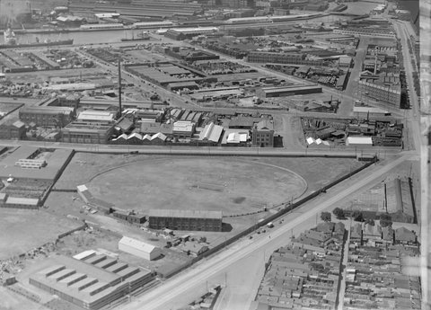 Factories of J. Kitchen & Sons, manufacturers, in area bounded by Ingles, Munro and Boundary Streets, Port Melbourne, 1939