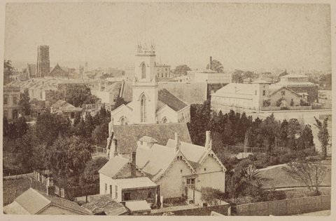 St. Peter's from Parliament House [East Melbourne], c. 1880