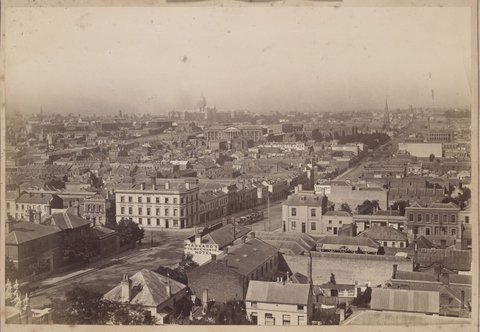 Panorama of Melbourne in 1881 taken from the tower of the Law Courts