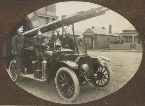 Eight images relating to the Metropolitan Fire Brigade, Melbourne, 1900–26