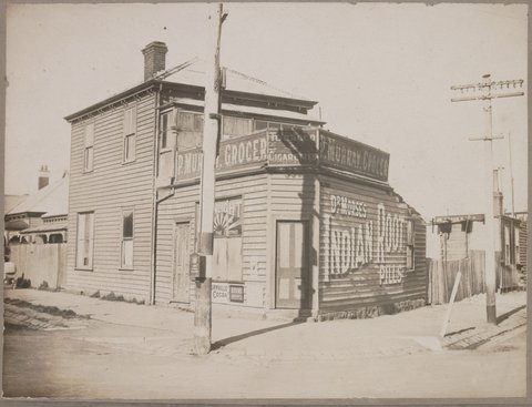 Shop on corner Ferguson Street and Railway Place, Williamstown, c. 1920