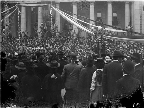Relief of Mafeking, Parliament House steps, Melbourne, 1900