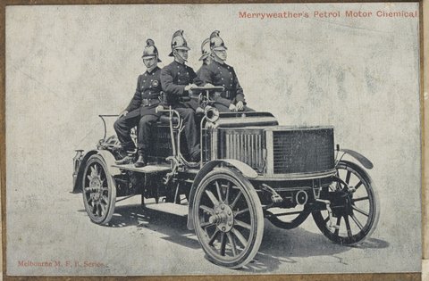 Eight images related to the Metropolitan Fire Brigade, Melbourne, 1900–26