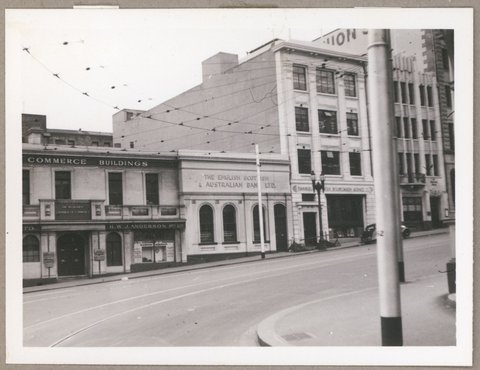 E.S. & A. Bank bld. [i.e. building], Wm [i.e. William] St., [Melbourne, Vic.], 1949