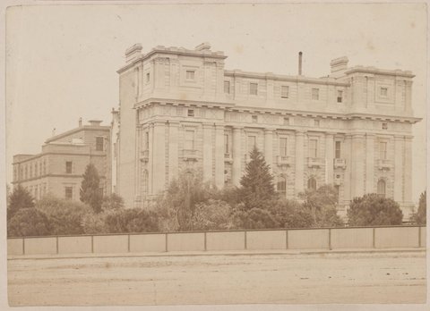 Elevated views of Melbourne buildings, 1867–73