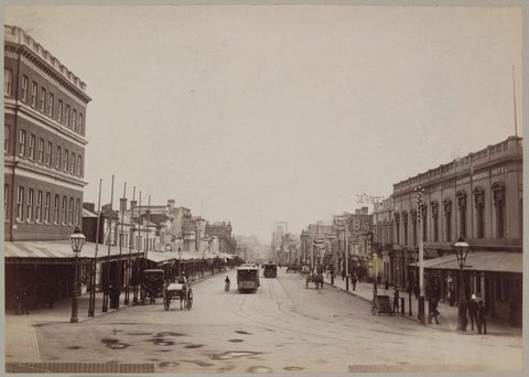 Bourke Street from steps of Houses of Parliament, c. 1890