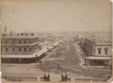 Bourke Street east looking west from Spring Street, 1880
