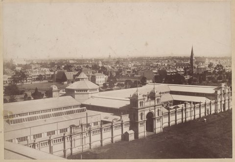 Carlton from the terrace of the Exhibition Buildings, Carlton Gardens, 1883