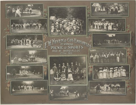 F. W. Niven & Co.'s Employees 1st Annual Picnic and Sports held at Mordialloc 17th December 1910