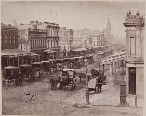 Swanston Street looking south from Lonsdale, c. 1880
