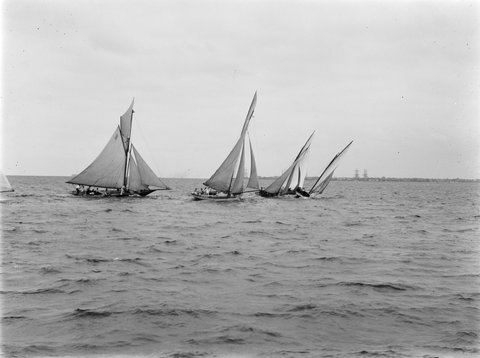 Yacht Race, Port Melbourne. The Start, 1899