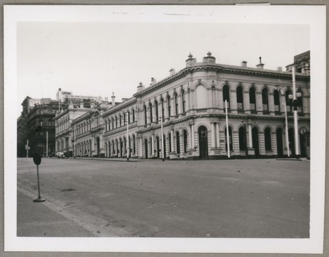 Western Market buildings, cnr of Flinders Lane and William Street Melbourne, Vic, 1949