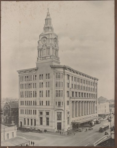 The 'Argus' and 'Australasian' newspaper offices, 365-393 Elizabeth Street, at La Trobe Street, Melbourne, c. 1924