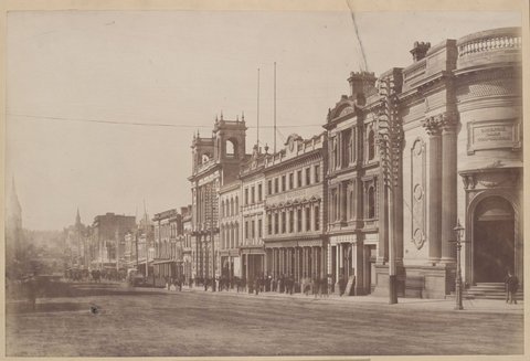 Collins Street looking east from Queen Street, c. 1883
