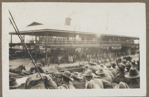 Aussie again. The Port Melbourne Pier as we pull up, 1919