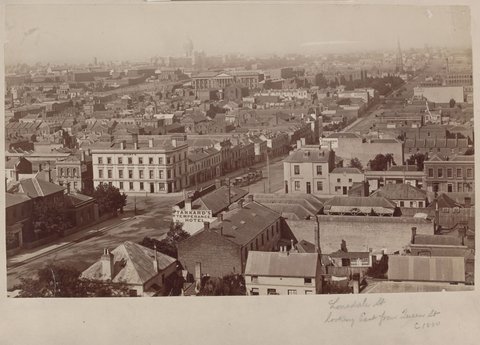 Lonsdale Street looking east from Queen Street, c. 1880