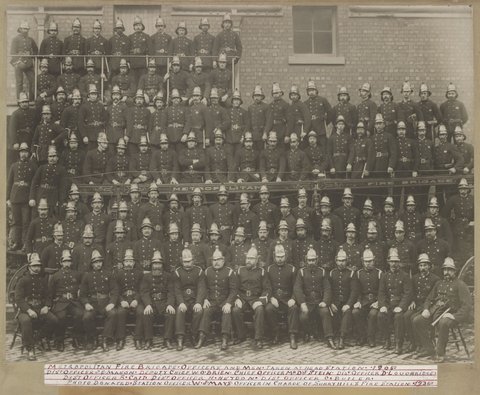 Melbourne Metropolitan Fire Brigade head station and Melbourne Fire Brigade group at the Exhibition Buildings, 1897–1905